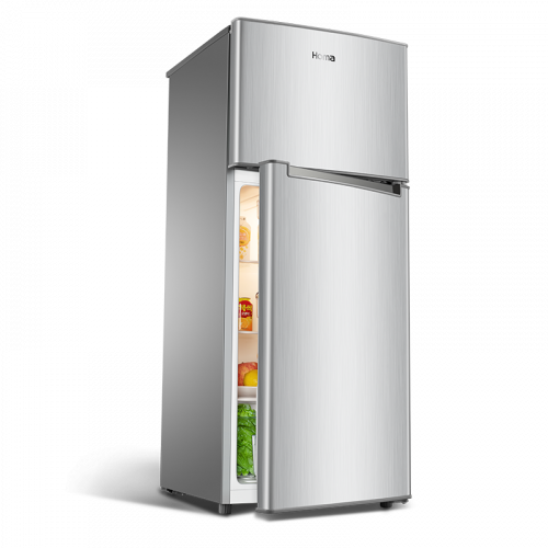 half-open silver top-mount refrigerator kitchen appliance png